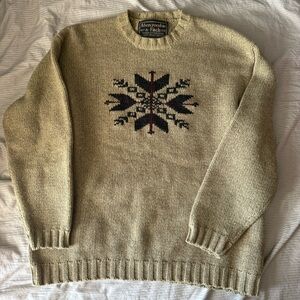 Vintage Abercrombie & Fitch Slouchy Natural Wool Grandpa Knit snowflake Sweater